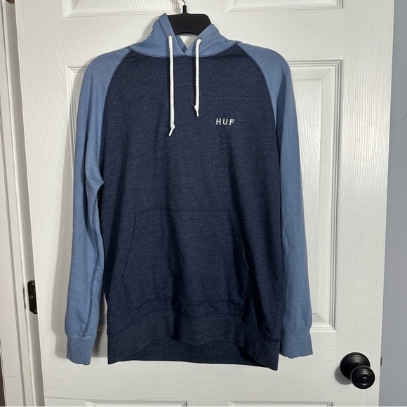 HUF hoodie, dark gray/blue and light gray/blue, size M, pullover, layer, casual - Picture 1 of 7